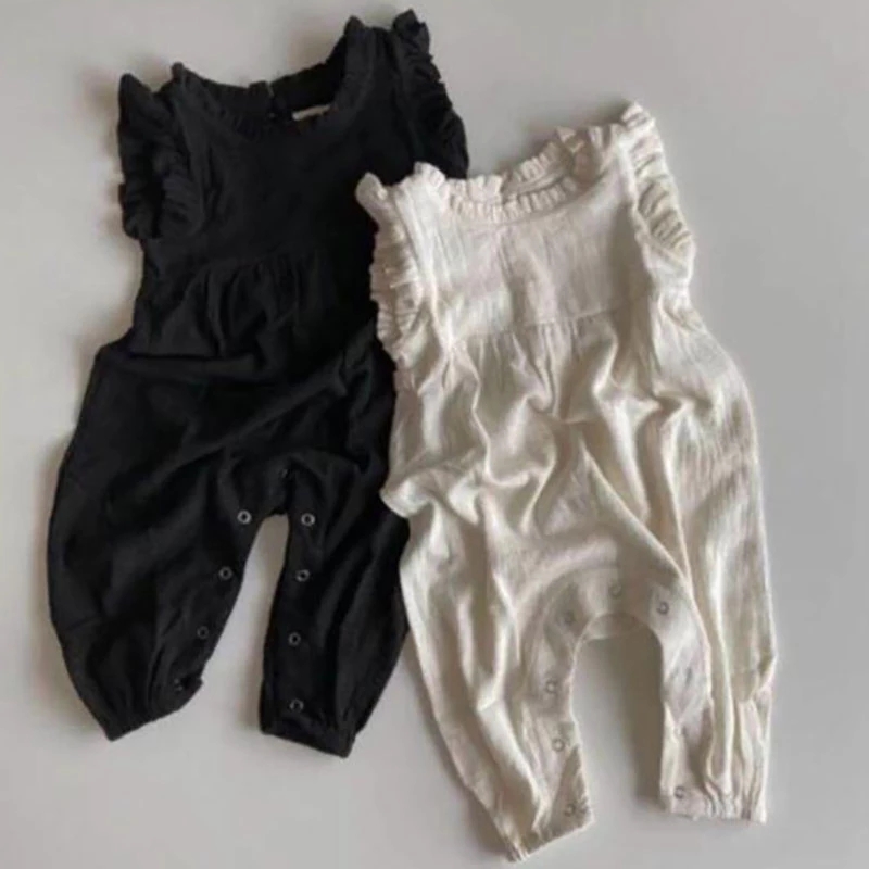 Baby Summer Linen Sleeveless Jumpsuit - MILANCEL Summer Baby Rompers Sleeveless Toddler