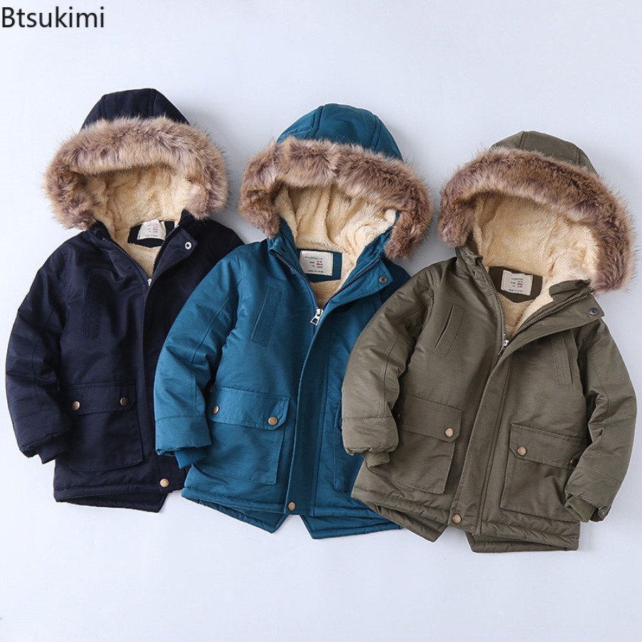 Toddler Boy Winter Fleece Jacket - Children's Fleece-lined Coats Thickened Boys Girls