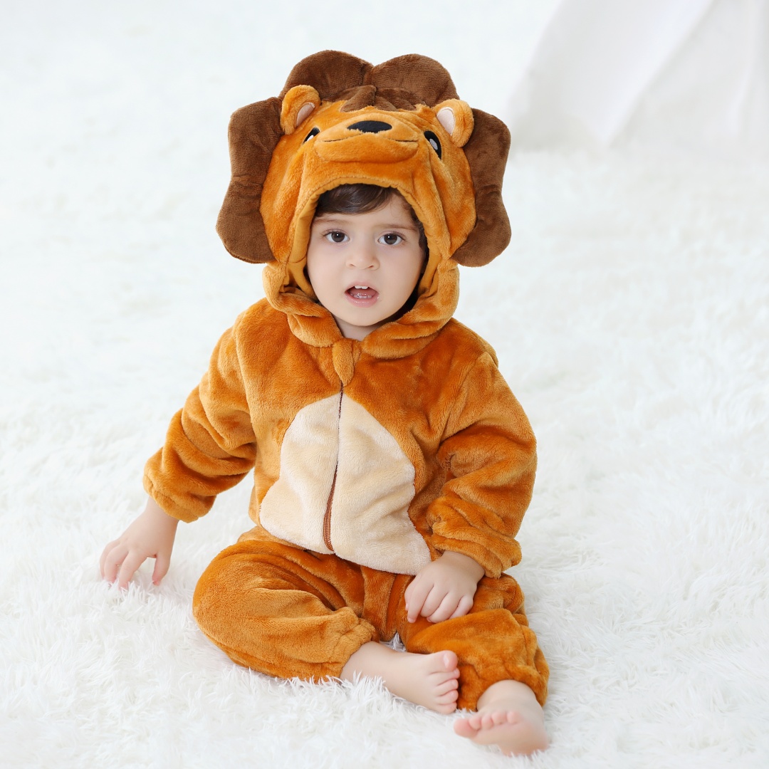 Newborn Baby Cute Lion Animal  - Cotton Baby Onesies Zipper 评论和价格