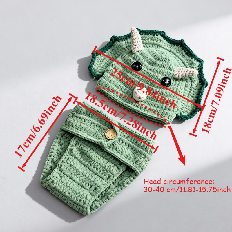 2pcs Crochet Dinosaur Newborn  - Infant Photography Props Outfit 评论和价格