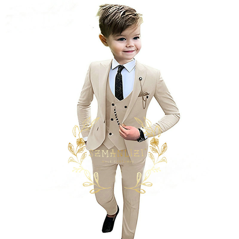 Kids Boys Beige Blazer Vest Pa - Baby Boy Suit Set Baptism 评论和价格