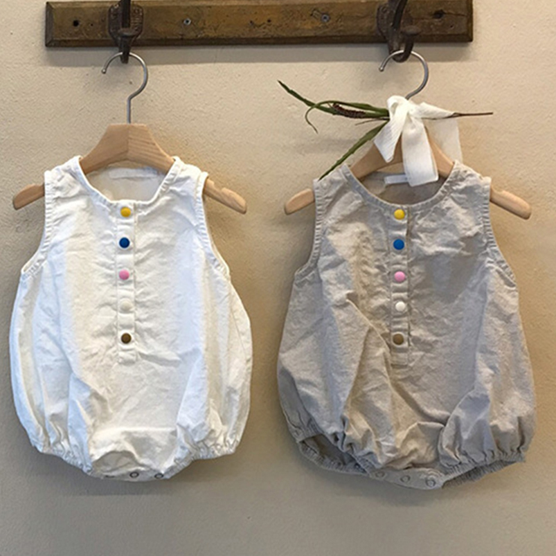 Linen Cotton Boys Romper Summe - Baby Summer Linen Sleeveless Jumpsuit 评论和价格