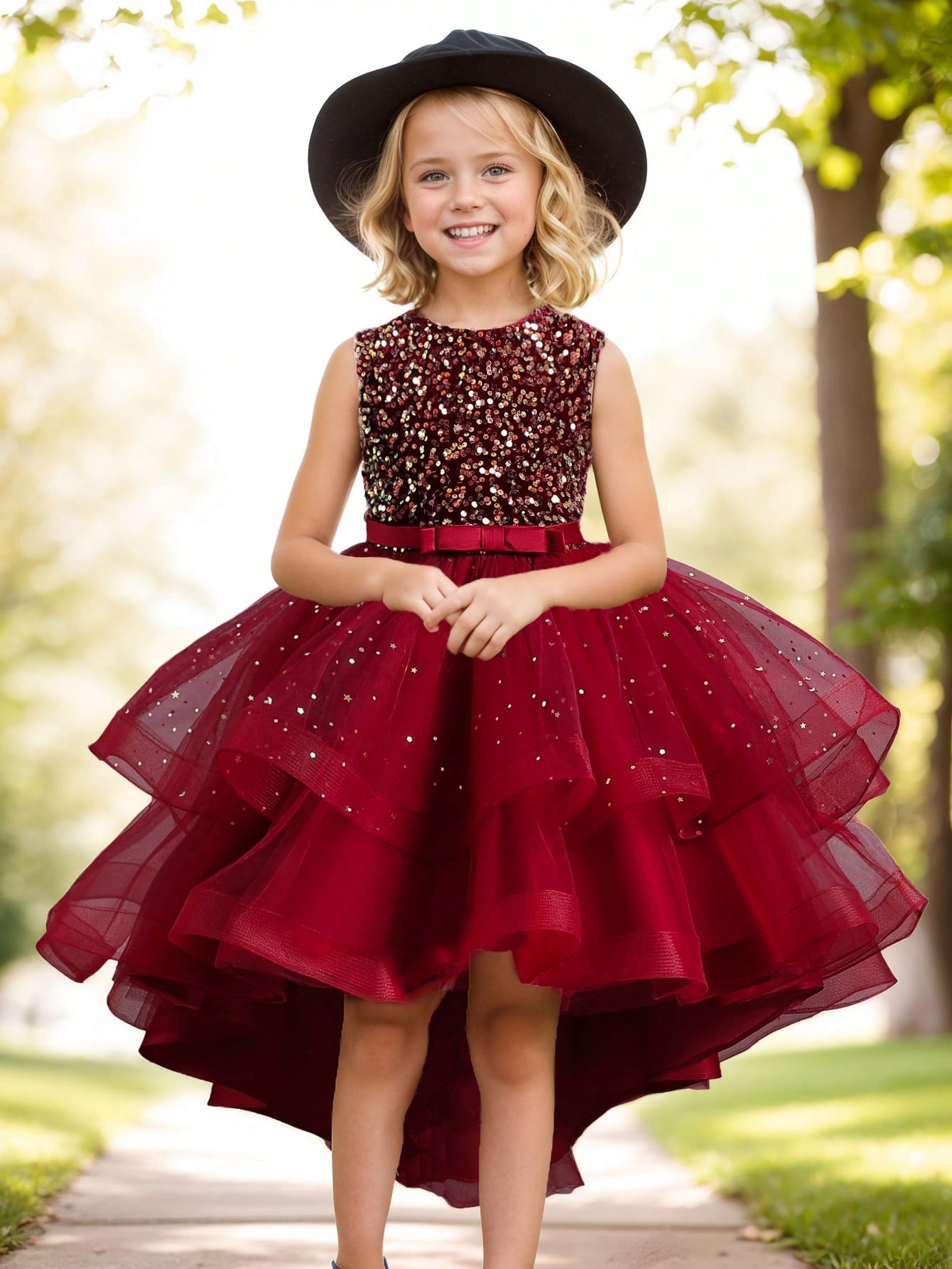 Baby Girl Princess Floral Sequ - Toddler Girl Tulle Party Dress 评论和价格