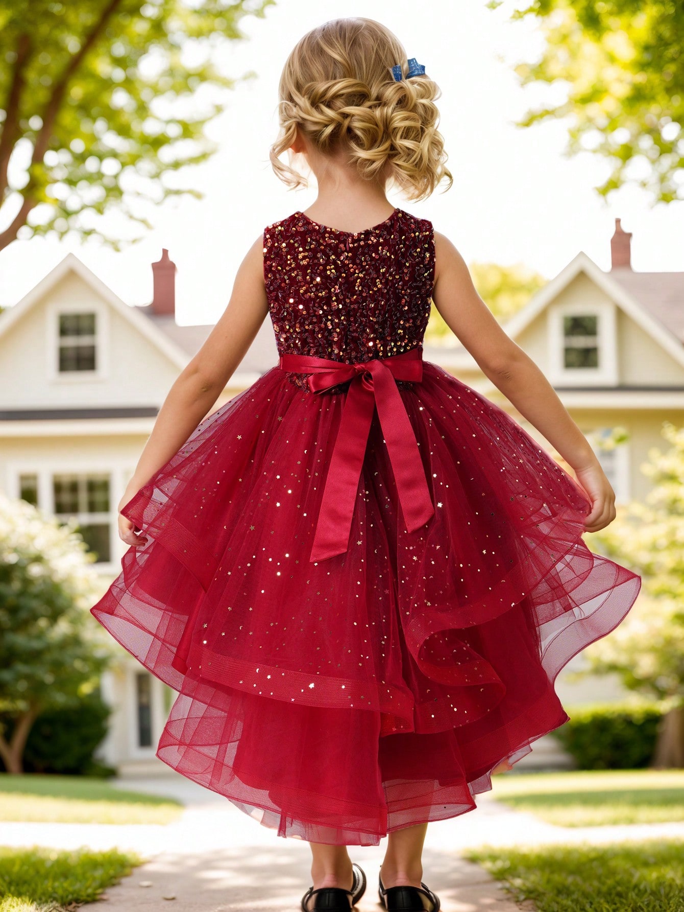 Baby Girl Princess Floral Sequ - Toddler Girl Tulle Party Dress 评论和价格