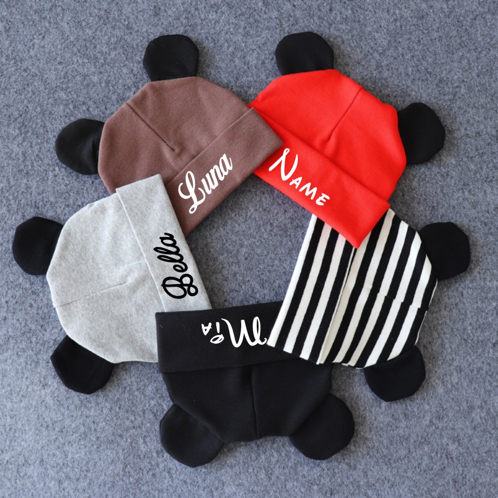 Personalised Cute Baby Beanie  - Infant Beanie Hat With Ears 评论和价格