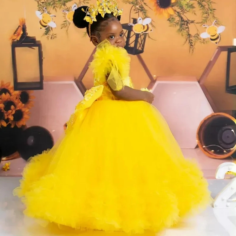 Customized Pink Flower Girl Dr - Toddler Girl Tulle Party Dress 评论和价格