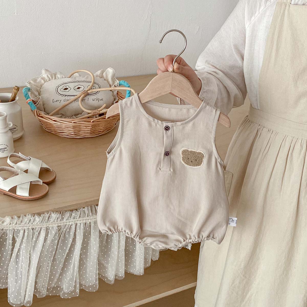 Baby Summer Bear Thin Sleevele - Baby Summer Linen Sleeveless Jumpsuit 评论和价格