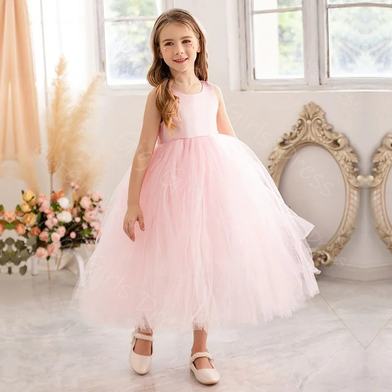 Blue Flower Girl Dress for Wed - Toddler Girl Tulle Party Dress 评论和价格