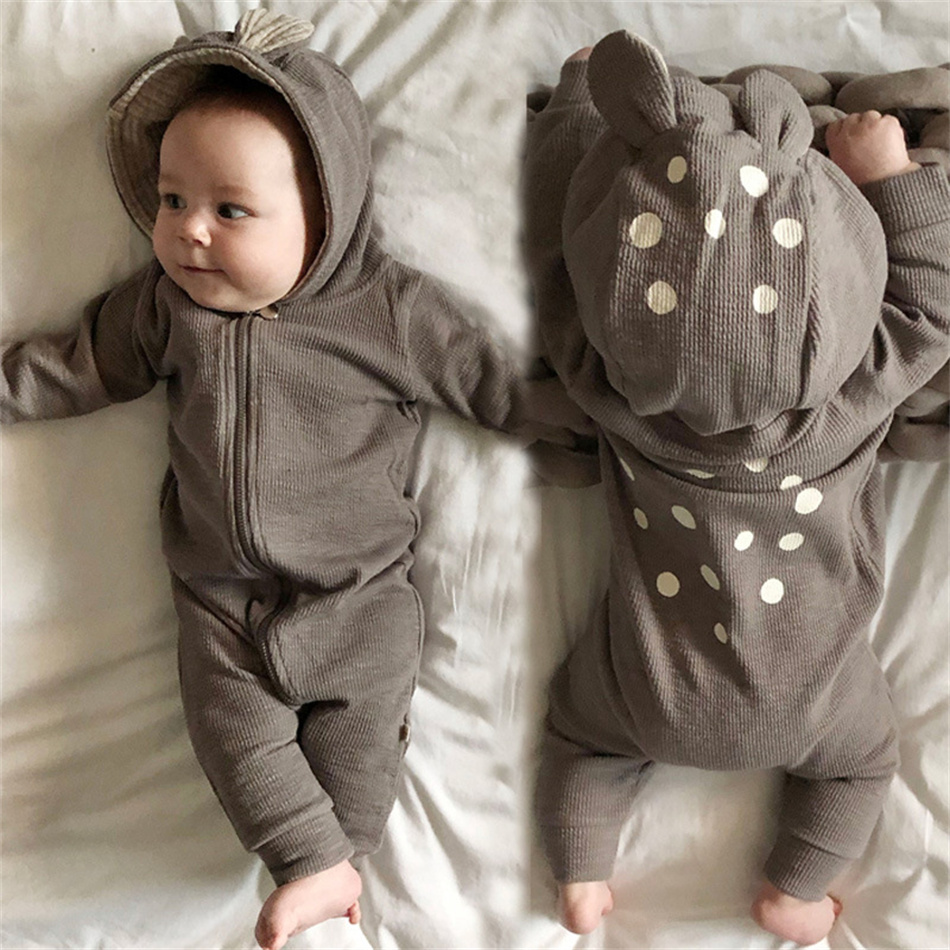 Spring Autumn Unisex Baby Cute - Cotton Baby Onesies Zipper 评论和价格