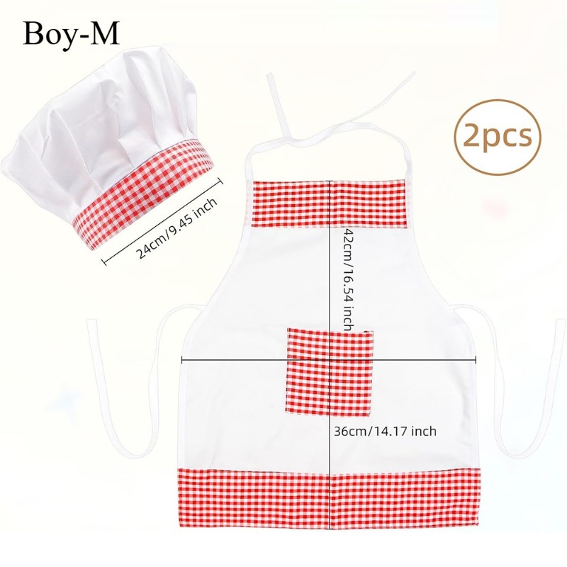 Red Gingham Baby Chef Costumes - Infant Photography Props Outfit 评论和价格