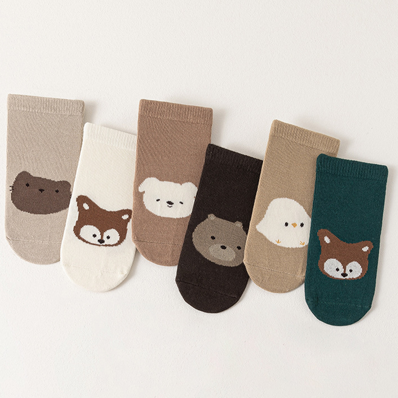 6Pairs Cute Cartoon Animal Bab - Unisex Baby Socks Non Slip 评论和价格
