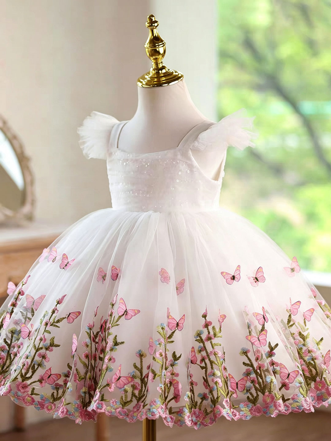 Jill Wish D277 White Butterfly - Toddler Girl Tulle Party Dress 评论和价格