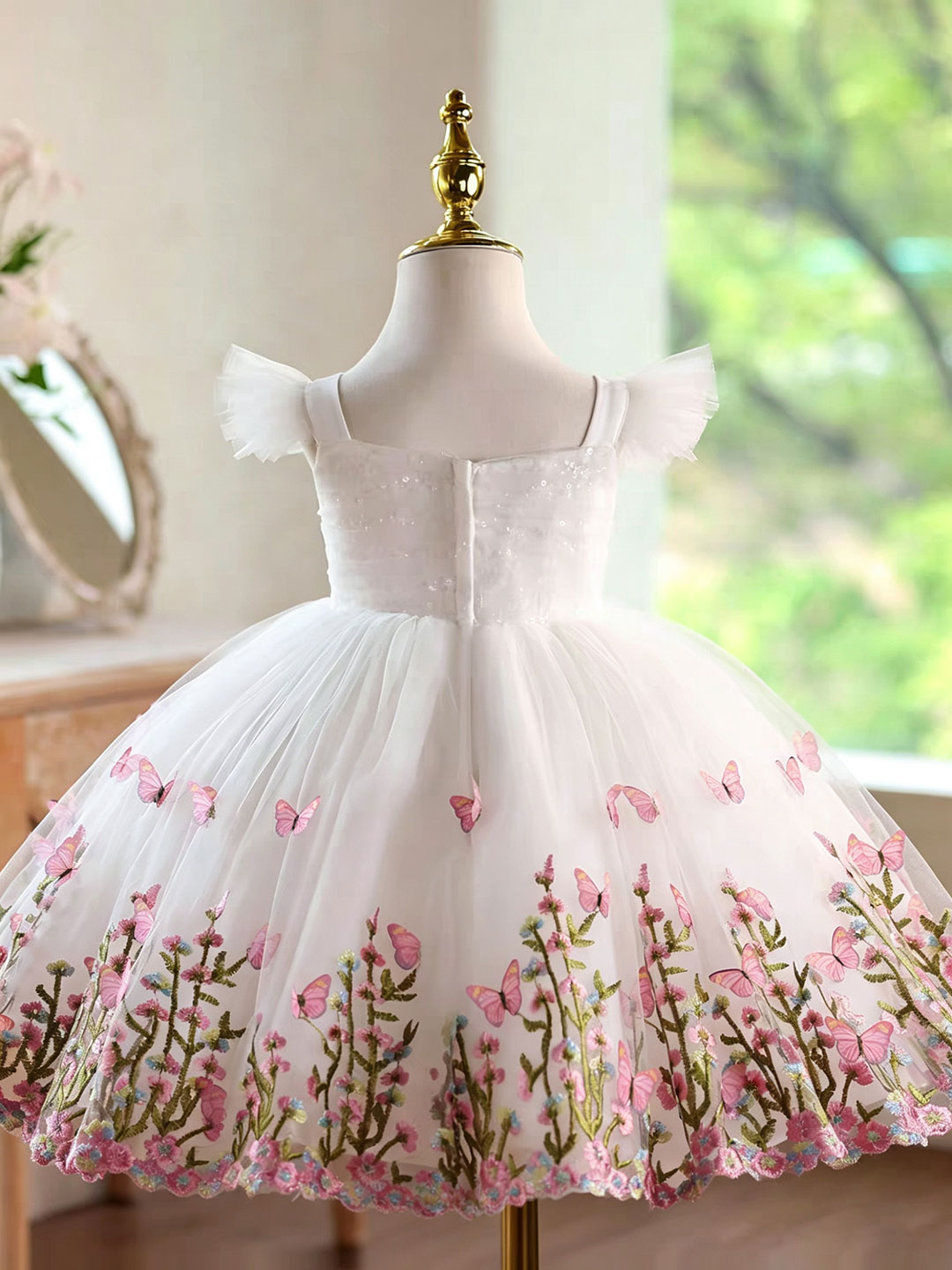 Jill Wish D277 White Butterfly - Toddler Girl Tulle Party Dress 评论和价格