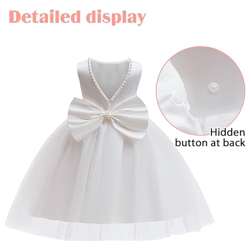 Girls Elegant White Communion  - Toddler Girl Tulle Party Dress 评论和价格