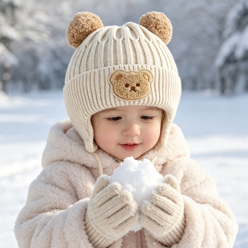 1-10PCS Baby Bear Ears Knit Be - Infant Beanie Hat With Ears 评论和价格