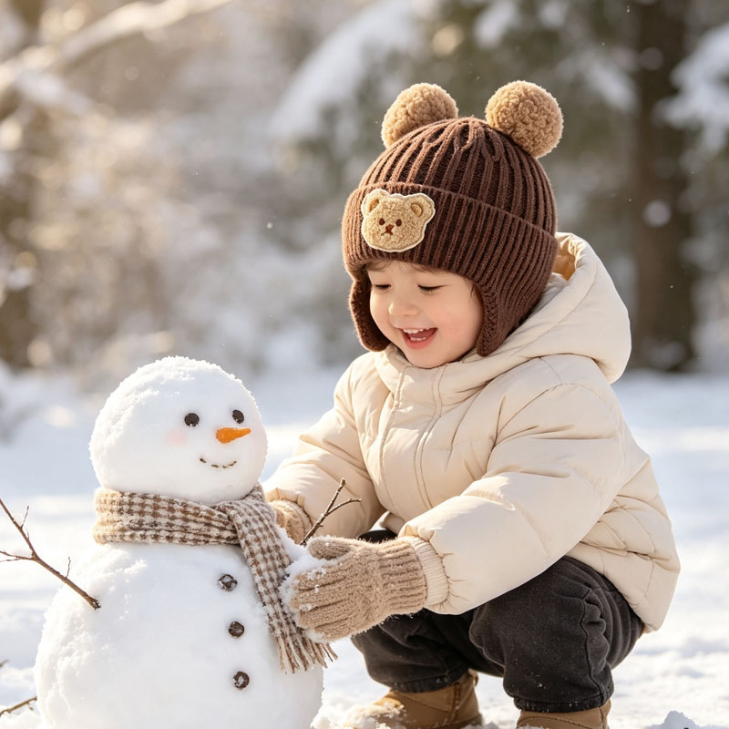 1-10PCS Baby Bear Ears Knit Be - Infant Beanie Hat With Ears 评论和价格