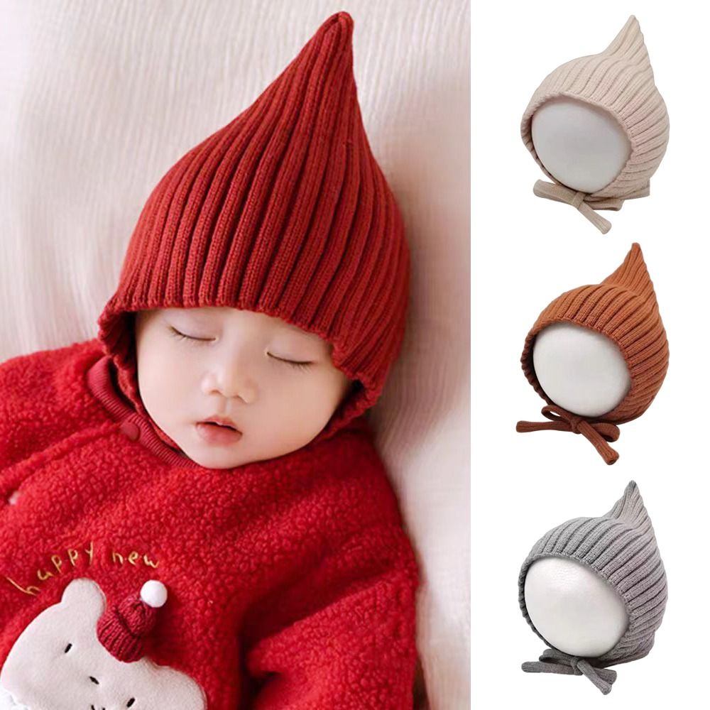 Cute Solid Color Baby Hat Wint - Infant Beanie Hat With Ears 评论和价格