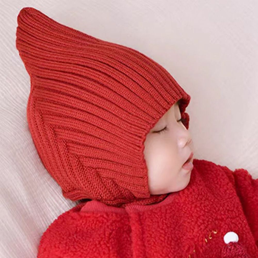 Cute Solid Color Baby Hat Wint - Infant Beanie Hat With Ears 评论和价格