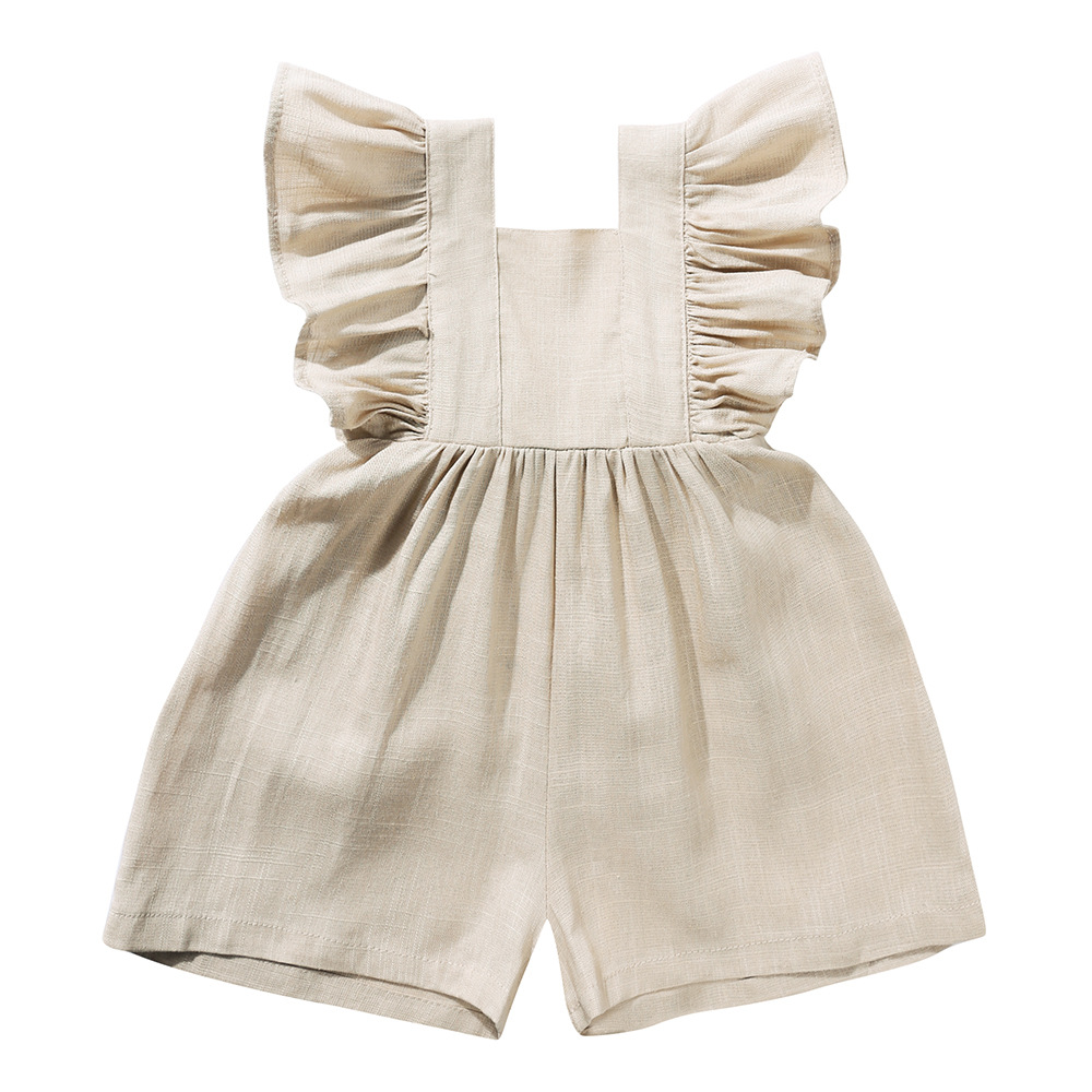 Summer Baby Clothes Unisex Gir - Baby Summer Linen Sleeveless Jumpsuit 评论和价格