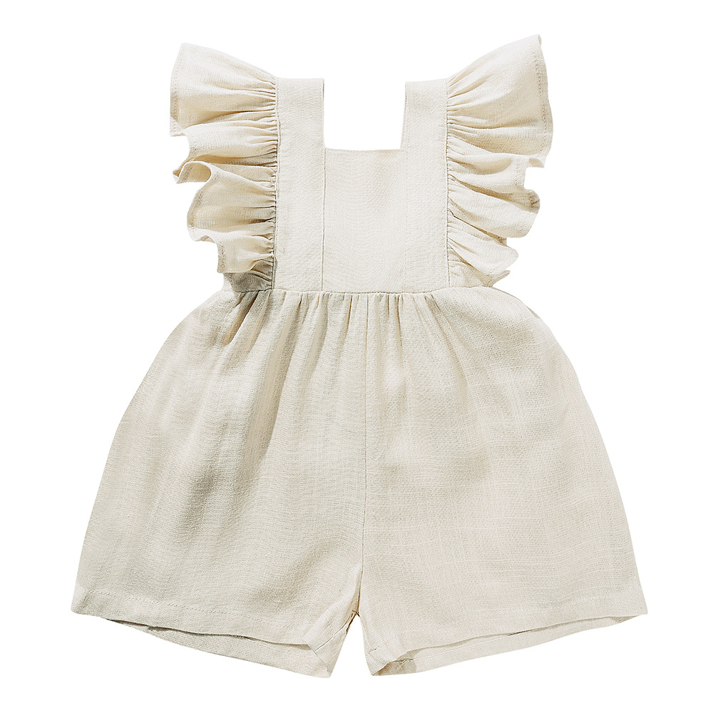 Summer Baby Clothes Unisex Gir - Baby Summer Linen Sleeveless Jumpsuit 评论和价格