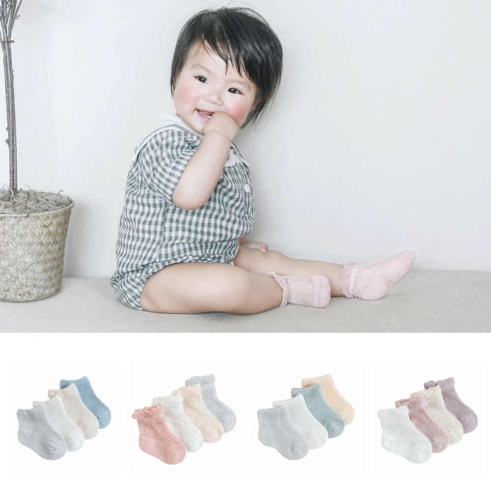 4Pairs New Cotton Baby Ruffle  - Unisex Baby Socks Non Slip 评论和价格