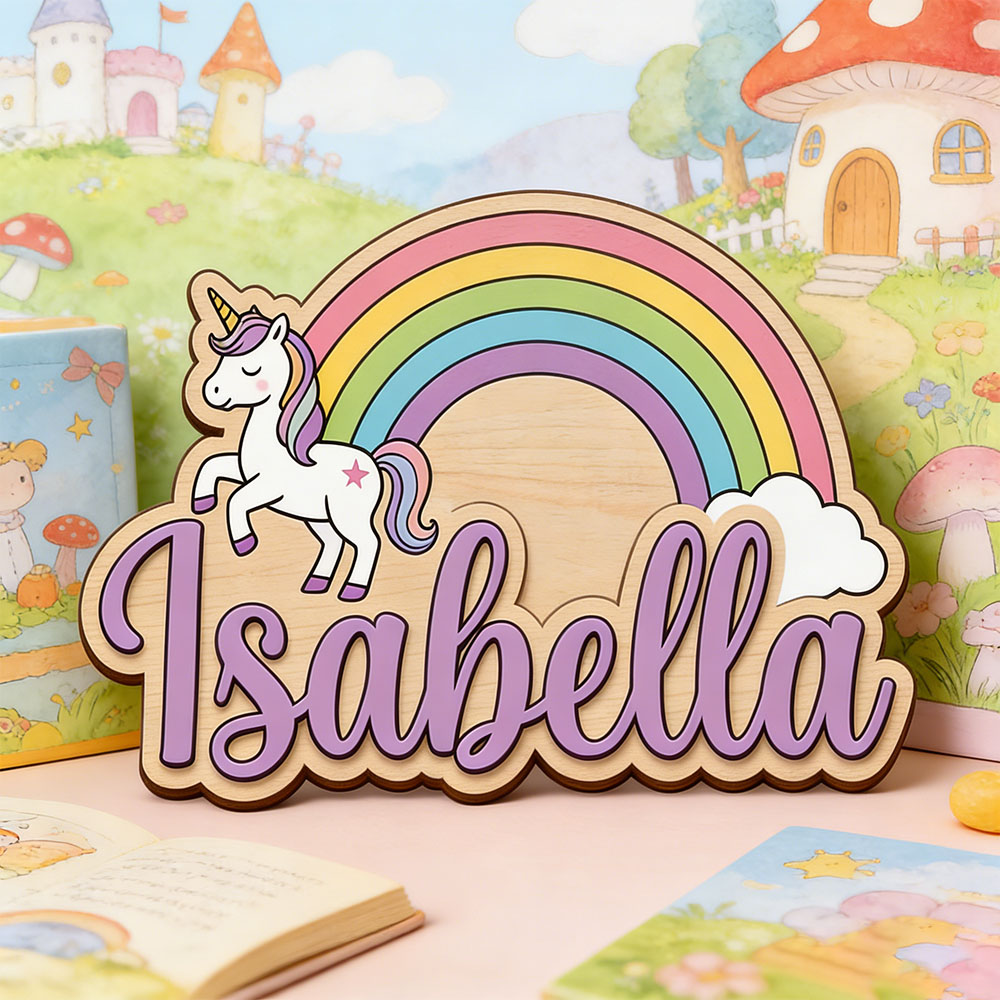 Unicorn & Pastel Rainbow Custo - Nursery 评论和价格