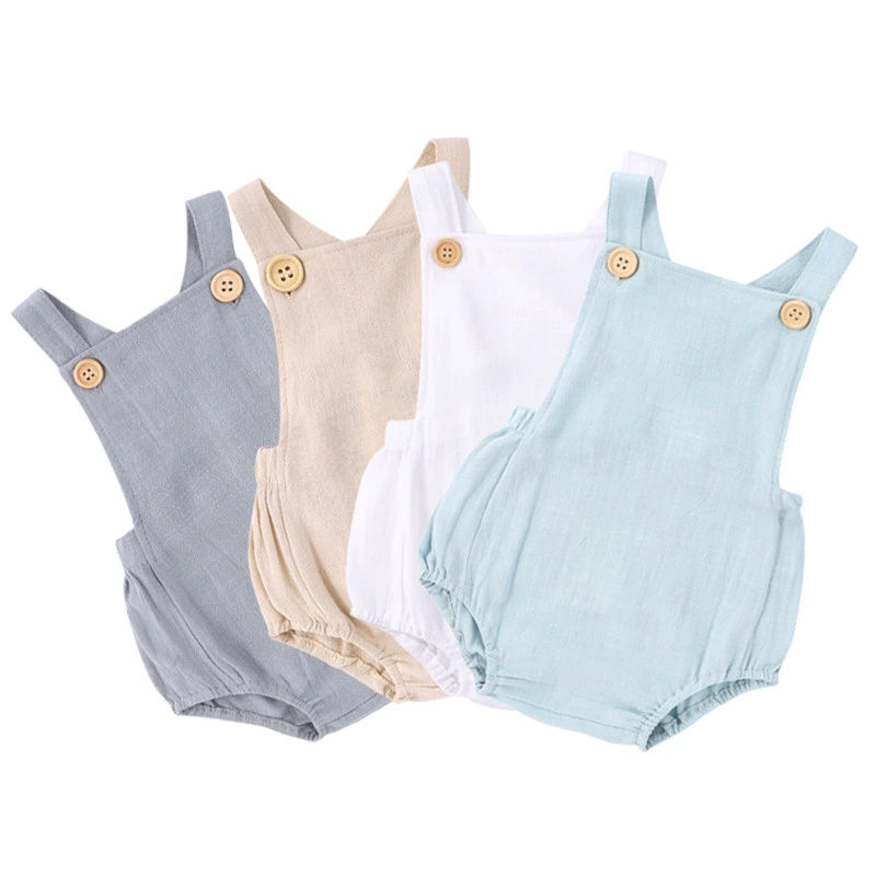 2025 Summer Newborn Baby Boys  - Baby Summer Linen Sleeveless Jumpsuit 评论和价格