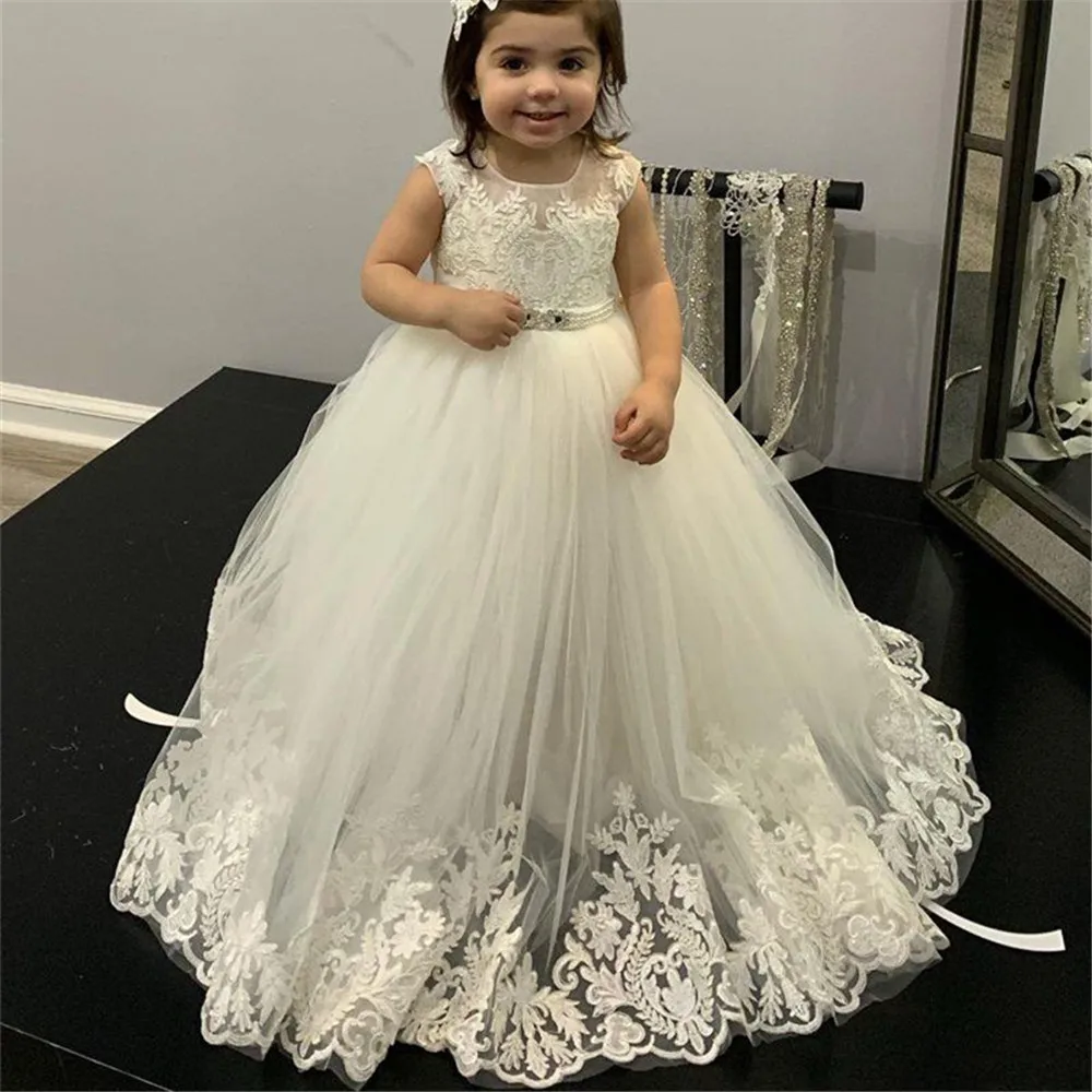 Flower Girl Dresses Lace First - Toddler Girl Tulle Party Dress 评论和价格