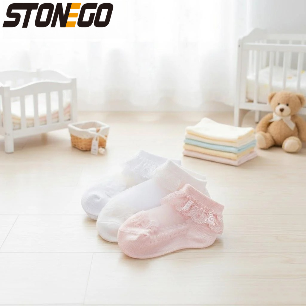 Cute Lace Floral Net Baby Sock - Unisex Baby Socks Non Slip 评论和价格