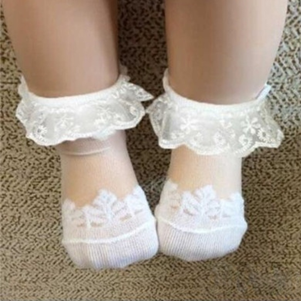 Cute Lace Floral Net Baby Sock - Unisex Baby Socks Non Slip 评论和价格
