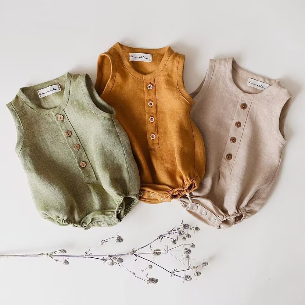Newborn Baby Boys Linen Cotton - Baby Summer Linen Sleeveless Jumpsuit 评论和价格
