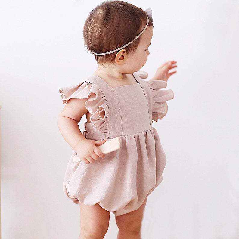 Baby Girls Rompers Summer Soli - Baby Summer Linen Sleeveless Jumpsuit 评论和价格