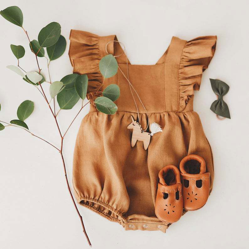 Baby Girls Rompers Summer Soli - Baby Summer Linen Sleeveless Jumpsuit 评论和价格