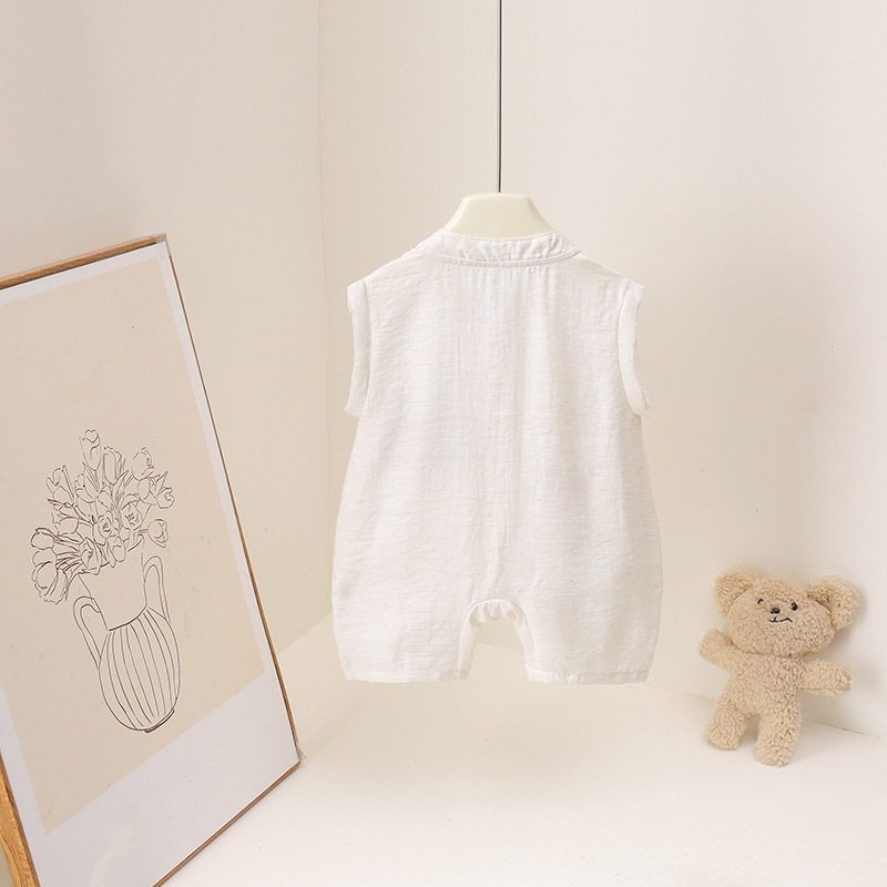 Baby Boys Summer Romper Cartoo - Baby Summer Linen Sleeveless Jumpsuit 评论和价格